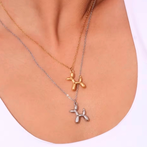 NEW Gold Balloon Animal Puppy Dog Necklace - Picture 8 of 9